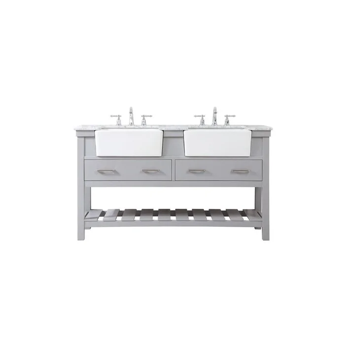 Elegant Decor 60 inch double bathroom vanity in grey