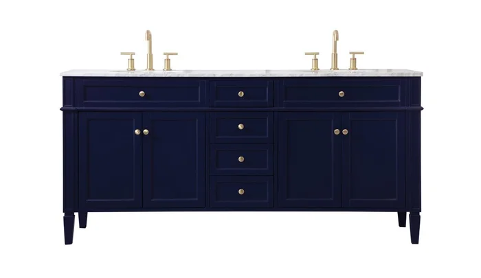 Elegant Furniture & Lighting – Park Avenue 72 inch double bathroom vanity in blue – VF12572DBL