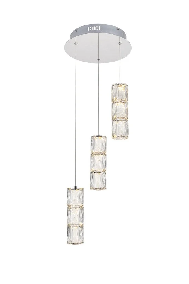Elegant Furniture & Lighting – Polaris LED light Chrome Pendant Clear Crystal – 3500D3RC