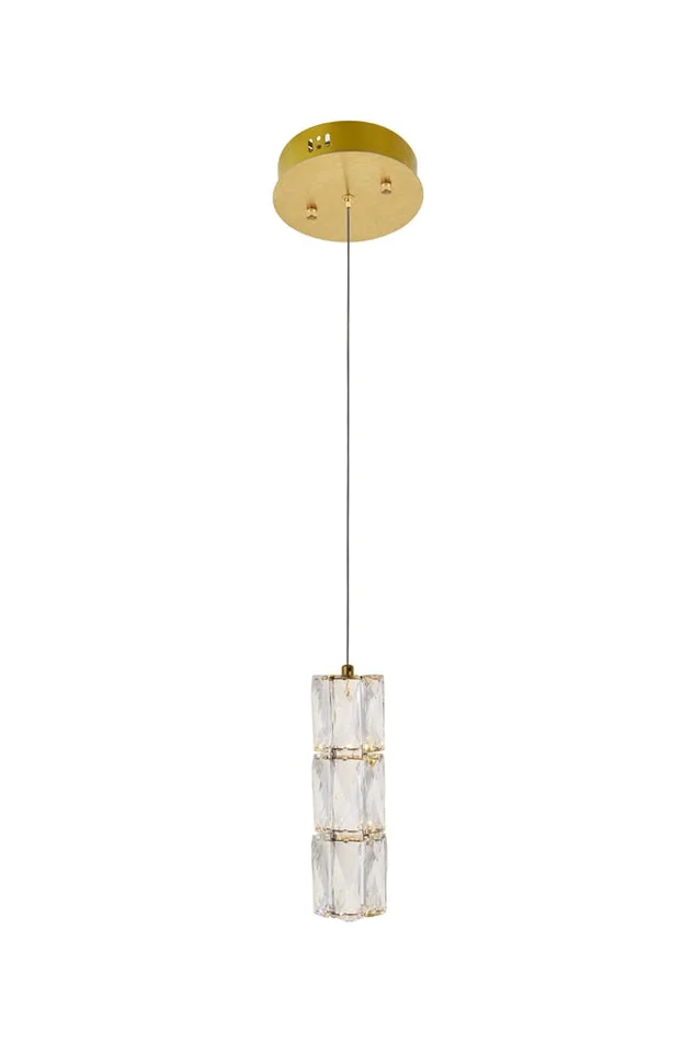 Elegant Furniture & Lighting – Polaris LED light gold Pendant Clear Royal Cut Crystal – 3500D1G