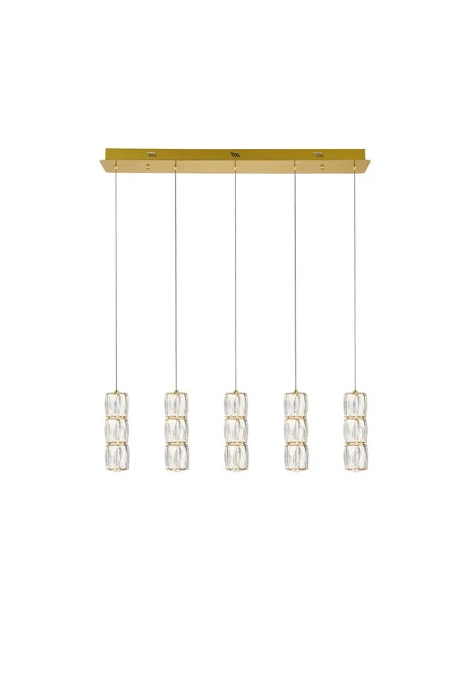 Elegant Furniture & Lighting – Polaris LED light gold Pendant Clear Royal Cut Crystal – 3500D5G