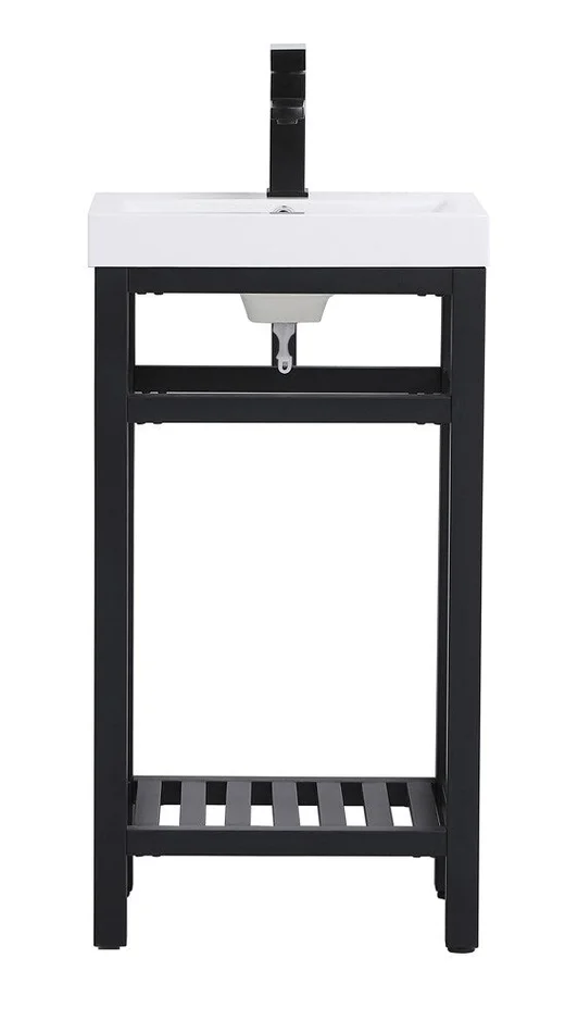 Elegant Furniture & Lighting – Raya 18 inch Single Bathroom Metal Vanity in Black – VF14018BK