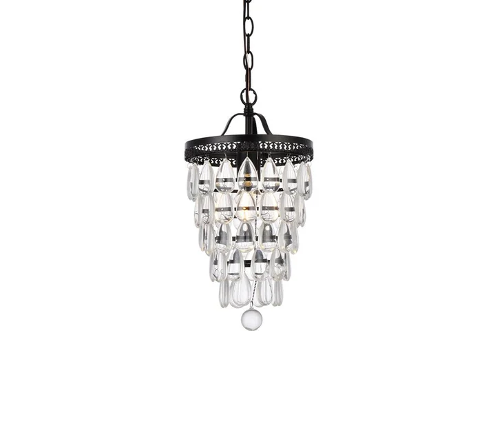 Elegant Furniture & Lighting – Reese 9 inch pendant in black – LD714D9BK