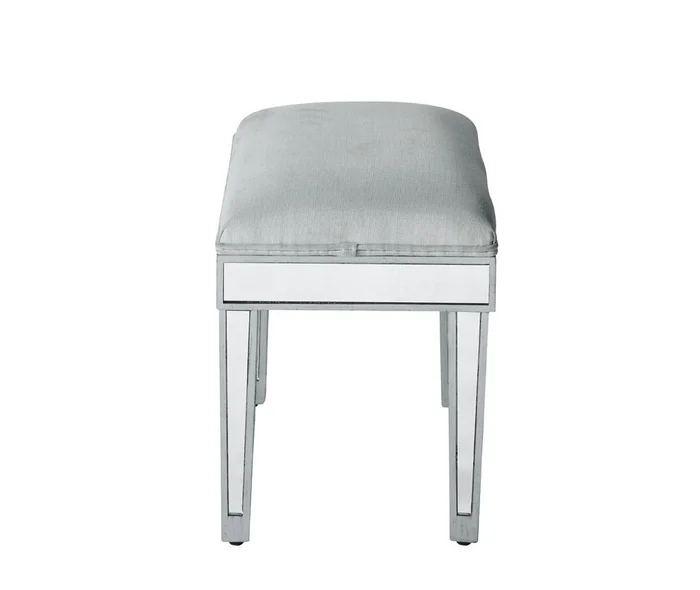 Elegant Furniture & Lighting – Reflexion Dressing stool 18in. Wx 14in. D x 18in. H in antique silver paint – MF72007