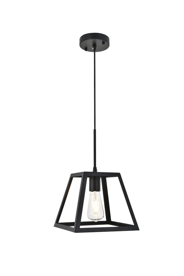 Elegant Furniture & Lighting – Resolute 1 light black Pendant – LD4061D10BK