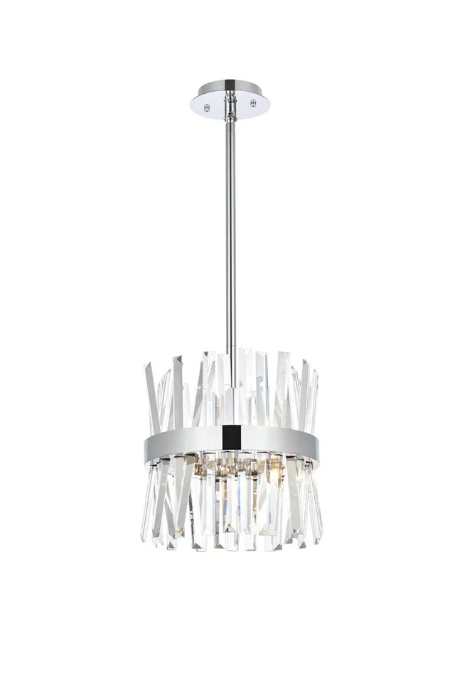 Elegant Furniture & Lighting – Serephina 12 inch crystal round pendant light in chrome – 6200D12C