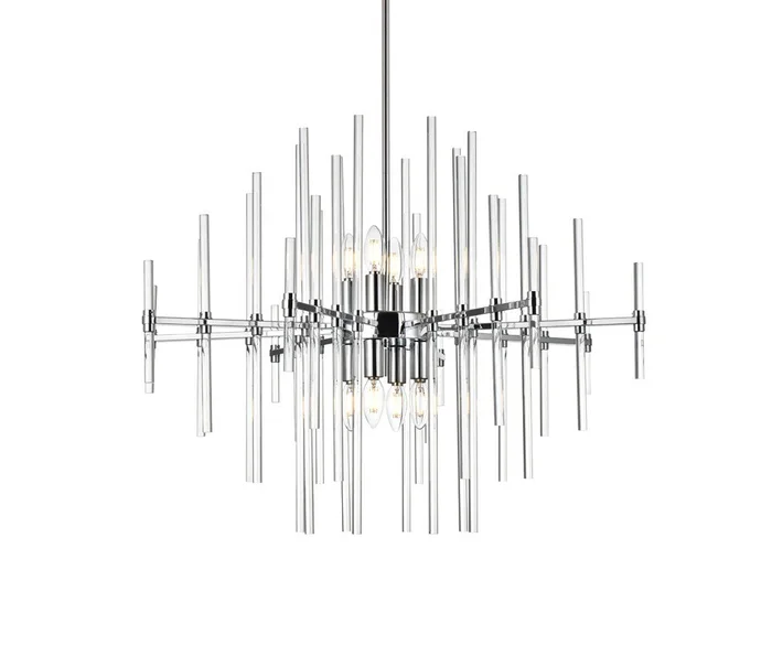 Elegant Furniture & Lighting – Sienna 31 inch crystal rod pendant in chrome – 2502D31C