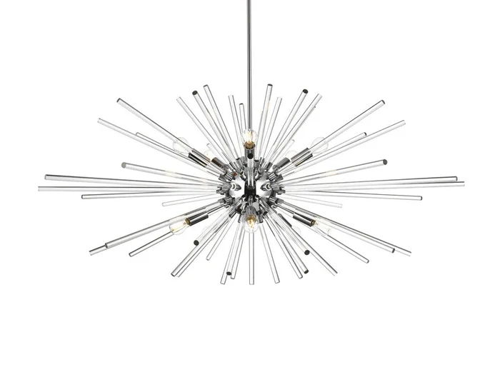 Elegant Furniture & Lighting – Sienna 46 inch crystal rod pendant in chrome – 2502D46C