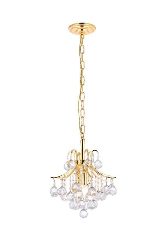 Elegant Furniture & Lighting – Toureg 3 light Gold Pendant Clear Royal Cut Crystal – V8000D12G/RC