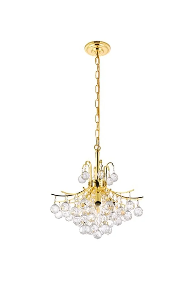Elegant Furniture & Lighting – Toureg 6 light Gold Pendant Clear Royal Cut Crystal – V8000D16G/RC