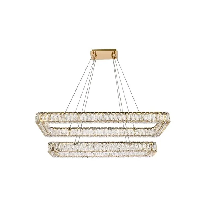 Elegant Lighting Monroe 42 inch LED double rectangle pendant in gold
