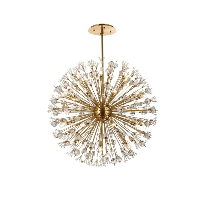 Elegant Lighting Vera 44 inch crystal starburst round pendant in gold