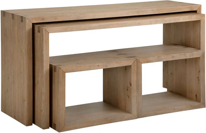 Emery Park – Lyndon Nesting Sofa Table w/ Stools in Light Cashmere Finish – I3342-9150-LIT