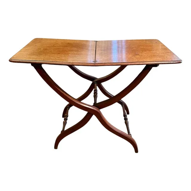 English 19th Century Victorian Campaign Folding Table.
