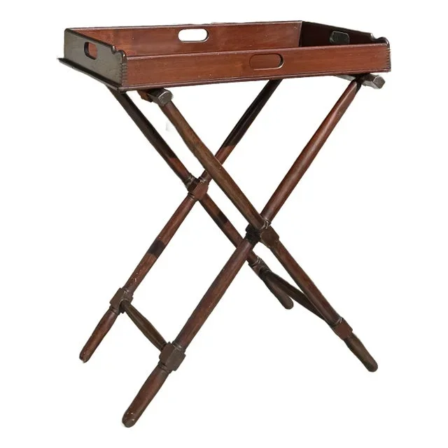 English Mahogany Butler’s Table, Tray on Stand, Circa 1890