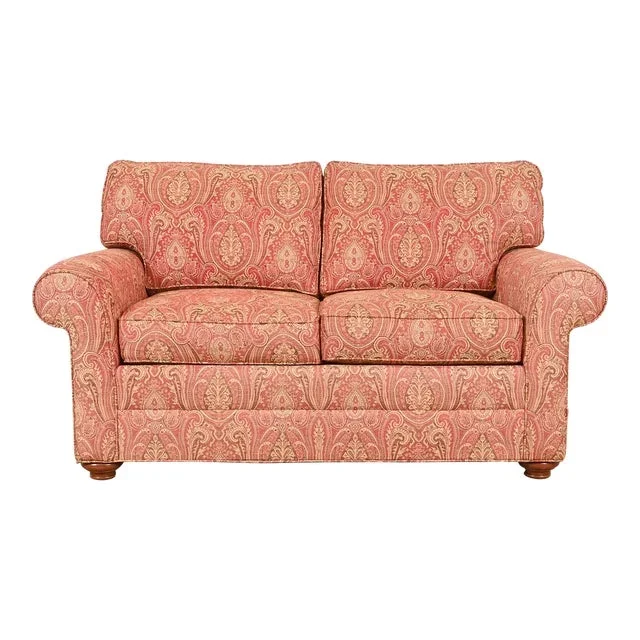 Ethan Allen Contemporary Paisley Upholstered Loveseat