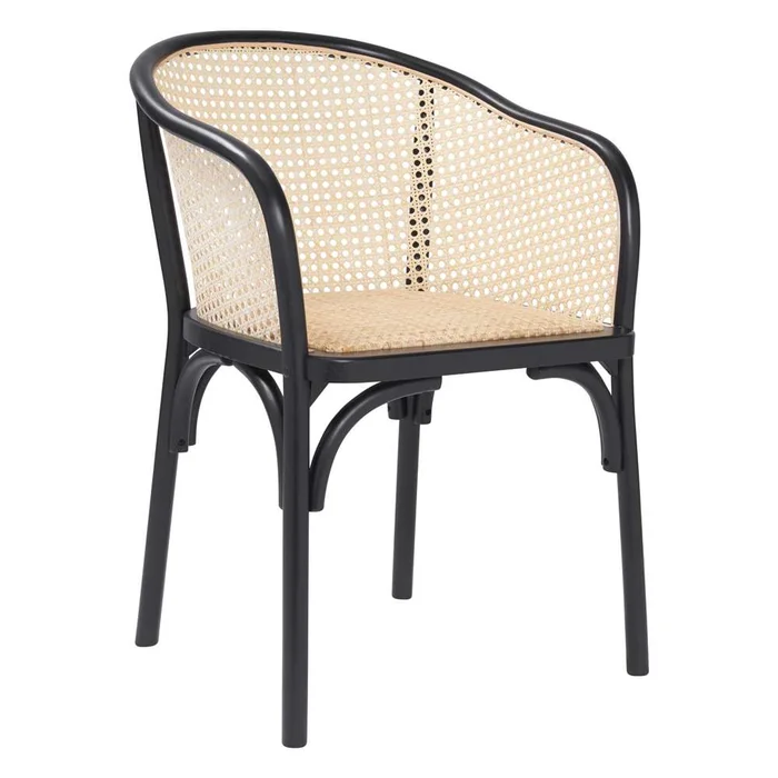 Euro Style – Elsy Armchair in Black with Natural Rattan Seat – 08190BLK-MP1