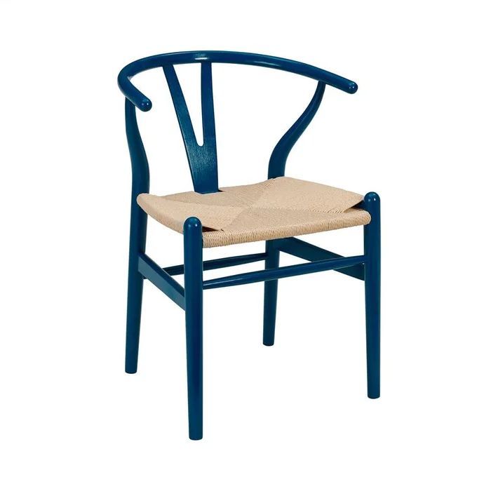 Euro Style – Evelina Side Chair in Midnight Blue and Natural Rush Seat (Set of 2) – 08157MBLU