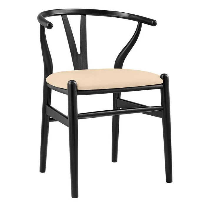 Euro Style – Evelina Side Chair with Black Stained Framed and Beige Velvet Seat (Set of 2) – 39156-BLK
