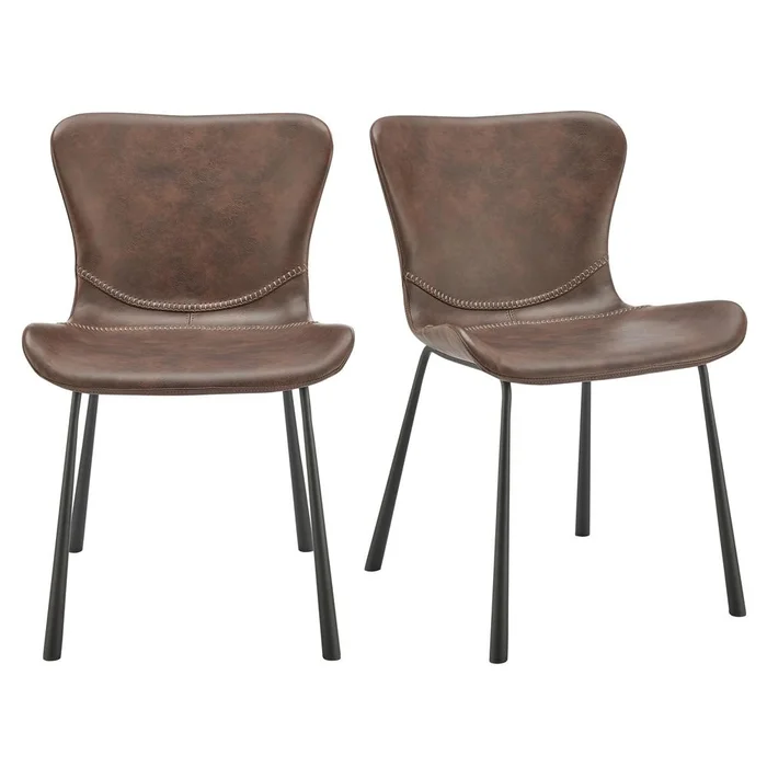 Euro Style – Melody Faux Leather Side Chairs, Brown – Set of 2 – 30510BRN