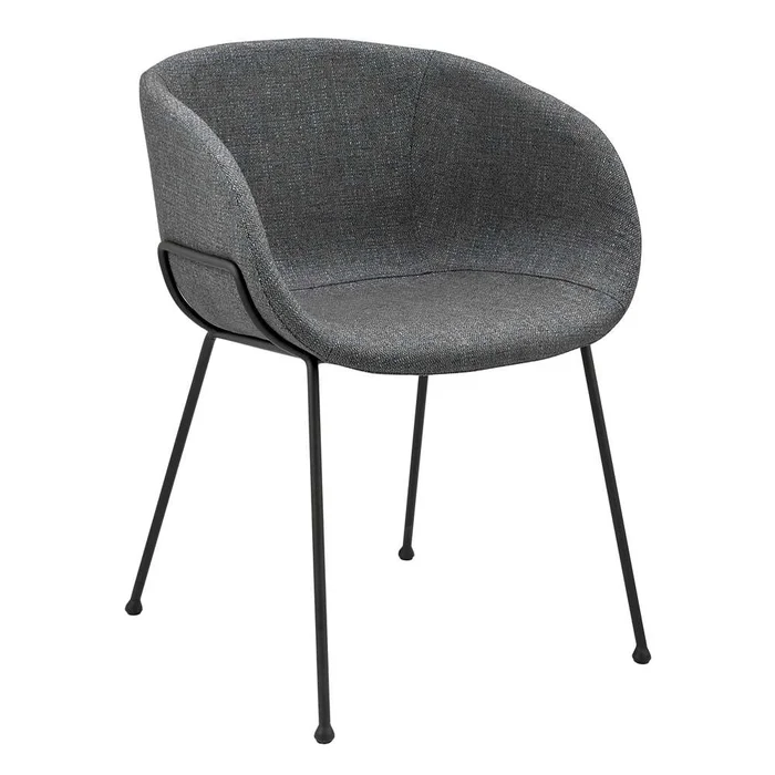 Euro Style – Zach Armchair in Gray-Blue Fabric with Black Legs (Set of 2) – 30489GRYBLU
