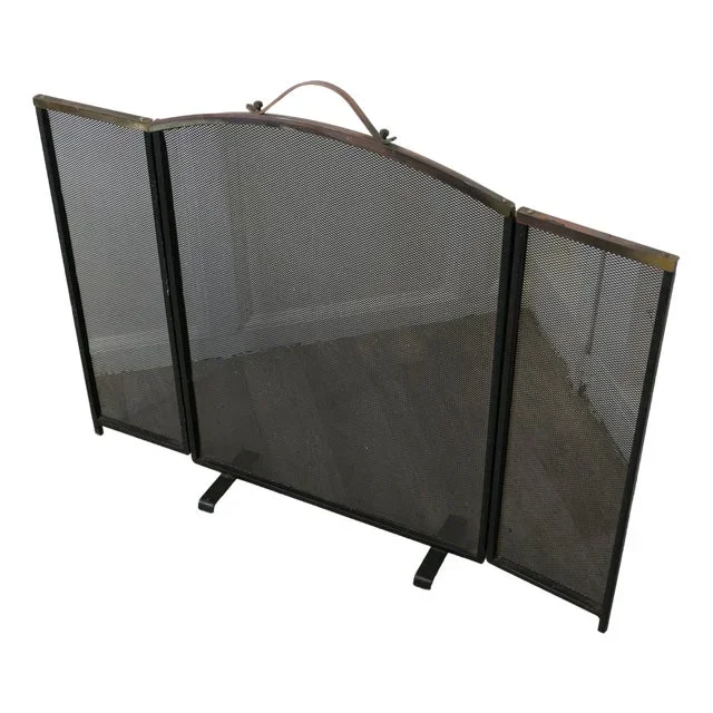 Folding Copper and Fine Mesh Spark Fire Guard, 1920s