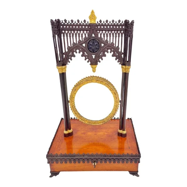 French Charles X Gothic Vanity Mirror and Jewelry Casket, circa 1835
