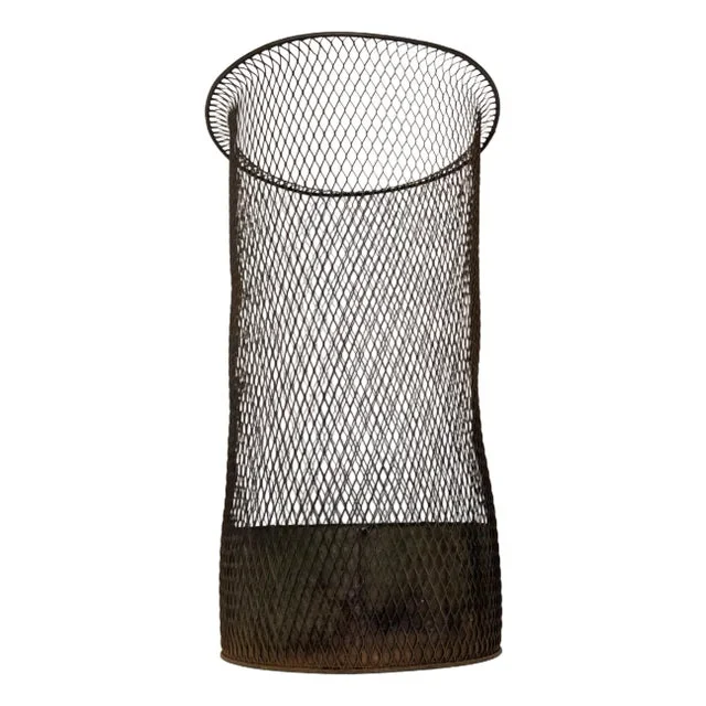 French Tole Split Wire Early 20th Century Trash Can With Liner