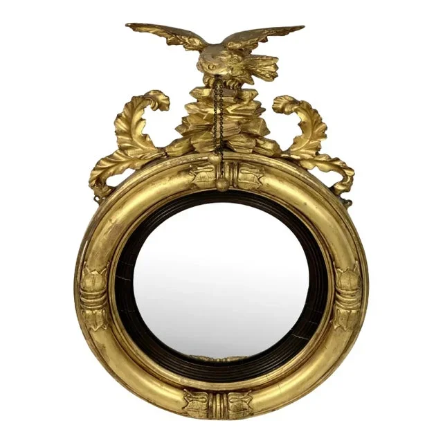 Georgian Giltwood Convex Mirror With an Eagle