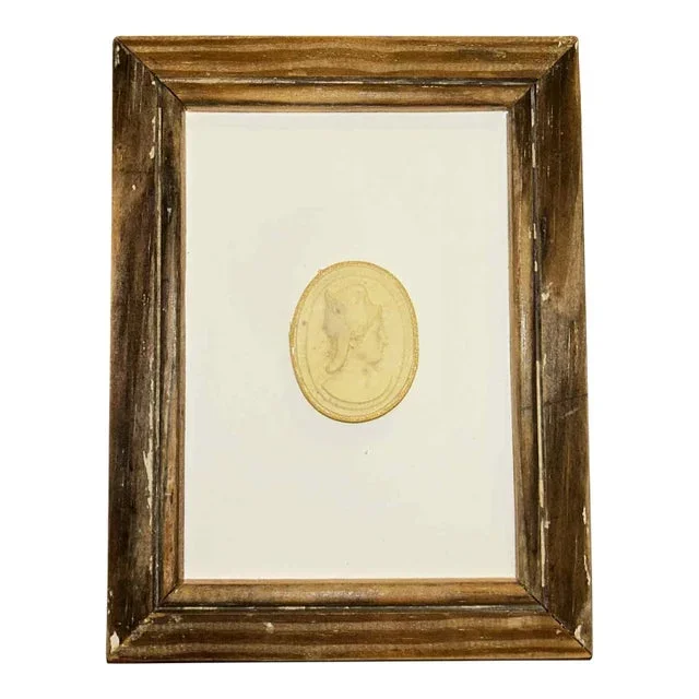Grand Tour Plaster Intaglio in Authentic 1880s Pine Frame