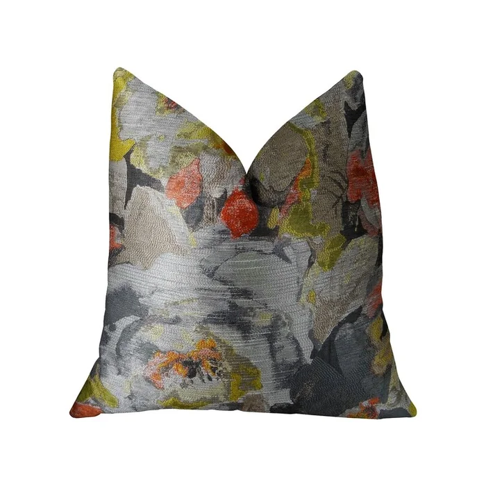 Handmade Gray Yellow Coral Luxury Pillow for Indoor Outdoor Decor