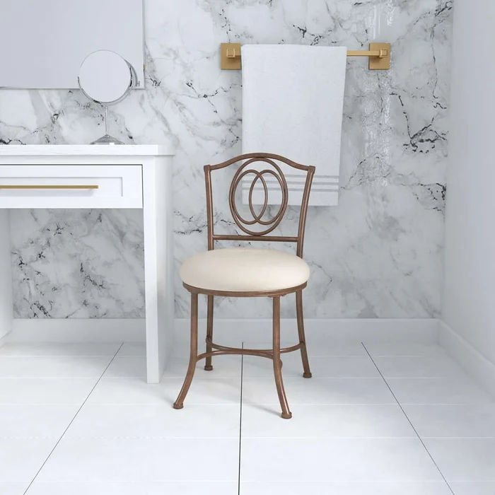 Hillsdale Furniture – Emerson Metal Vanity Stool, Golden Bronze – 50945A