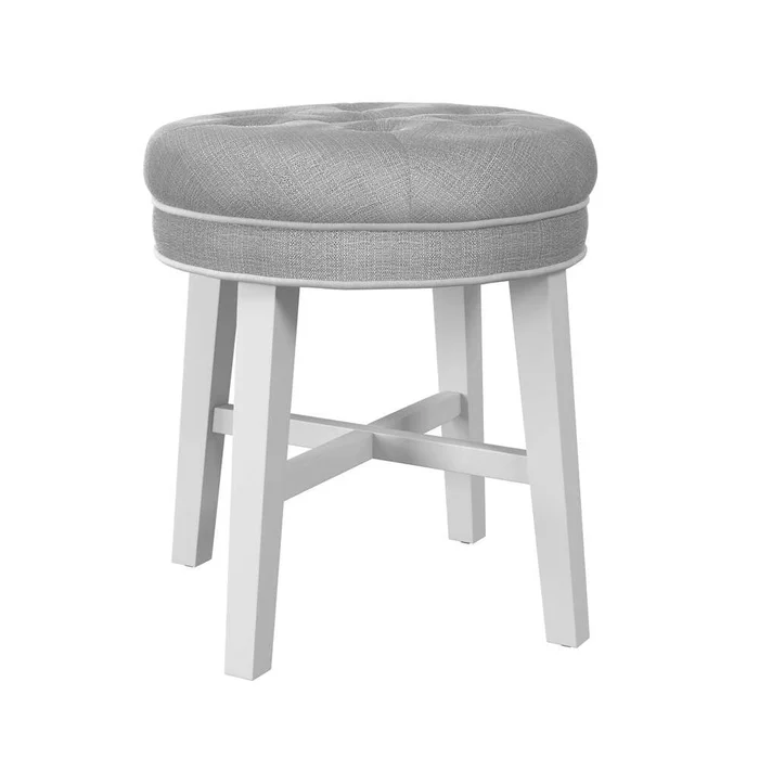 Hillsdale Furniture – Sophia Tufted Backless Vanity Stool, White with Gray Fabric – 51007