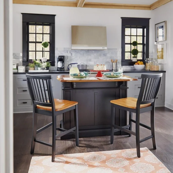 Homestyles Furniture – Americana Black 3 Piece Kitchen Island Set – 5003-948