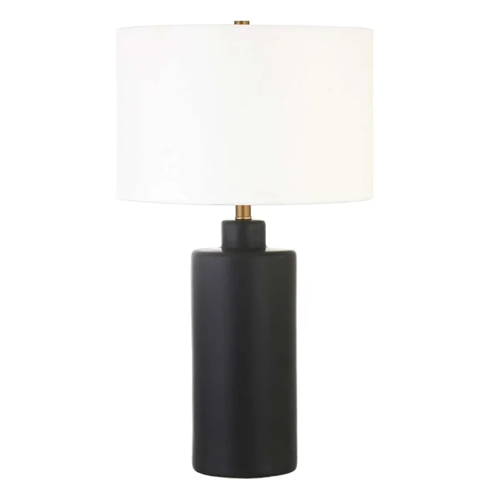Hudson & Canal – Carlina 25in Tall Ceramic Table Lamp with Fabric Shade in Matte Black/White – TL0769