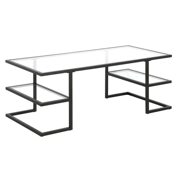 Hudson & Canal – Circe 47in Wide Rectangular Coffee Table in Blackened Bronze – CT1280