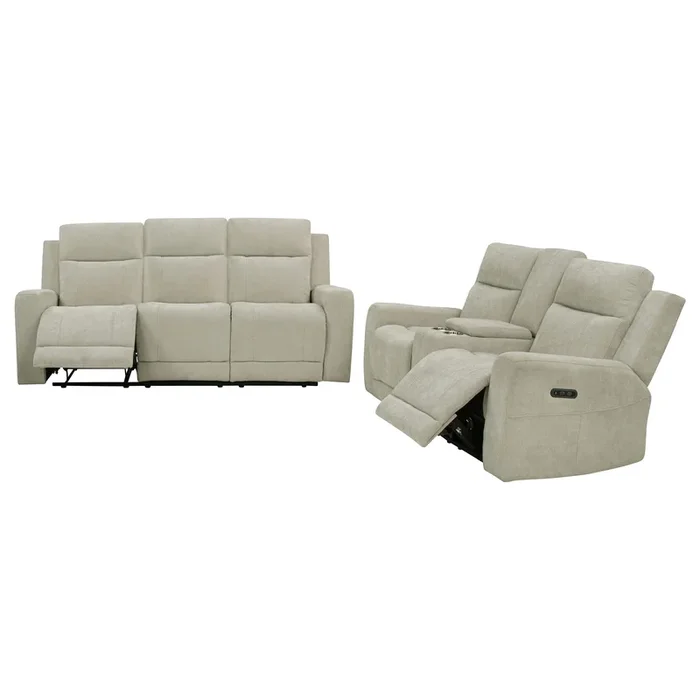 Kennett Ivory 2-Piece Chenille Power Reclining Living Room Set