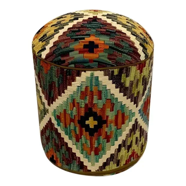 Kilim Rug Pouf Ottoman #87a