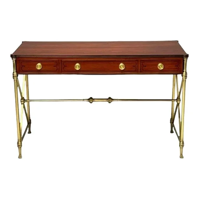 Kittinger, English Regency, Campaign Desk, Rosewood, Satinwood, Brass, Usa 1950s