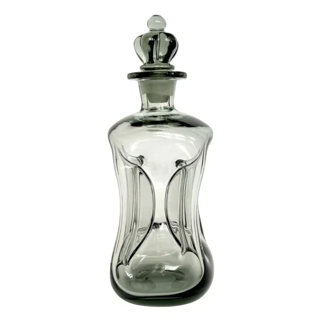 Kluk Kluk Glass Bottle by Jakob E. Bang for Holmegaard, Denmark, 1940s