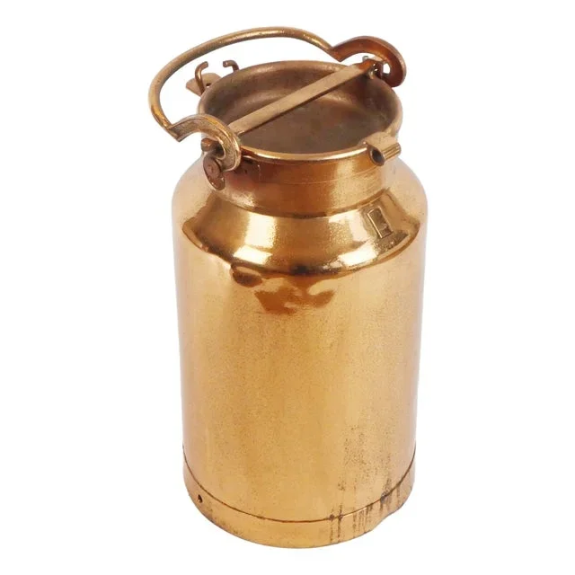 Large French Copper Plated Milk Can with Lid and Handle