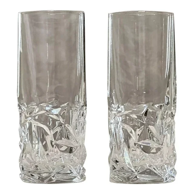 Late 20th Century Tiffany and Co. Crystal Rock Cut Highball Glasses – a Pair