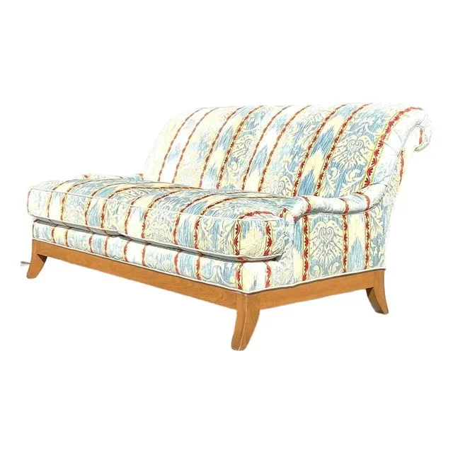 Late 20th Century Vintage Regency Custom Devore Stripe Loveseat