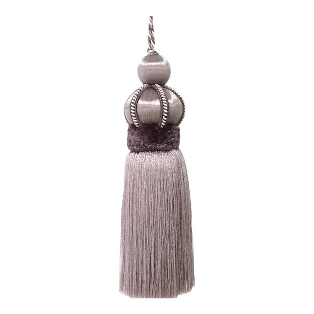 Lavender Key Tassel With Cut Velvet Ruche