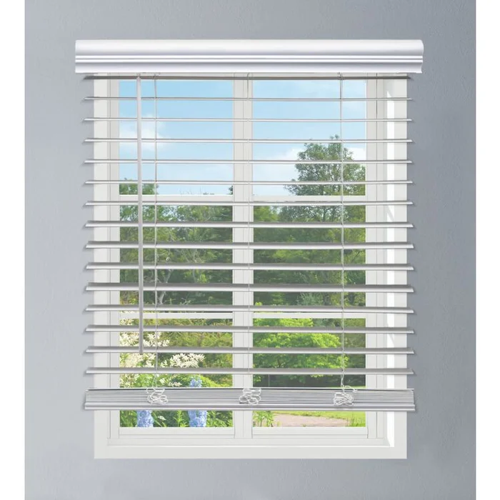 Linen Avenue Cordless Faux Wood Blind White, 26 W x 48 H Outside Mount