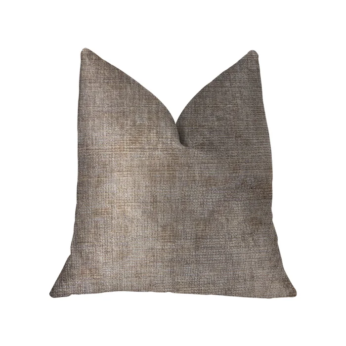 Luxury Beige Throw Pillow – Double Sided, Polyester, Handmade in USA