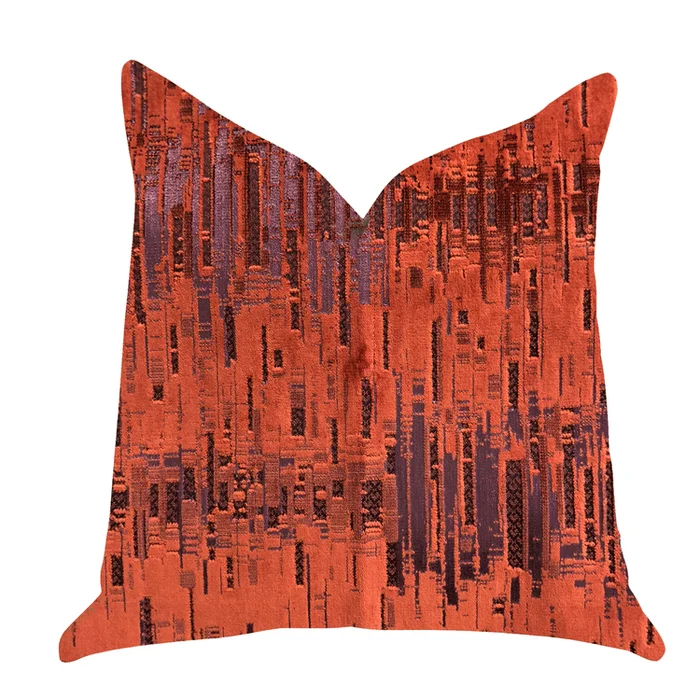 Luxury Throw Pillow in Orange Red Tones Double Sided Handmade USA