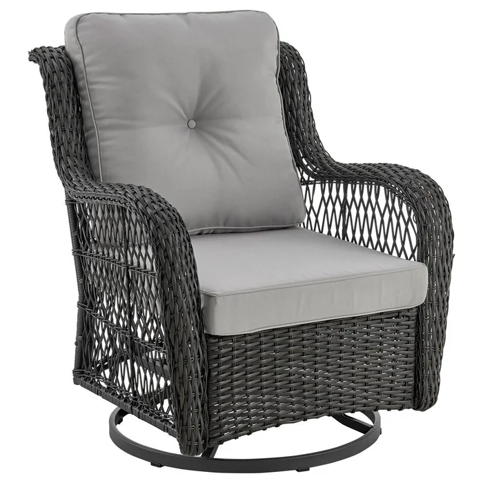 Manhattan Comfort – 3-Piece Fruttuo Polyester Patio 2- Person Seating Group with End Table with Iron Steel Legs in Mixed Grey – OD-CV018-GY