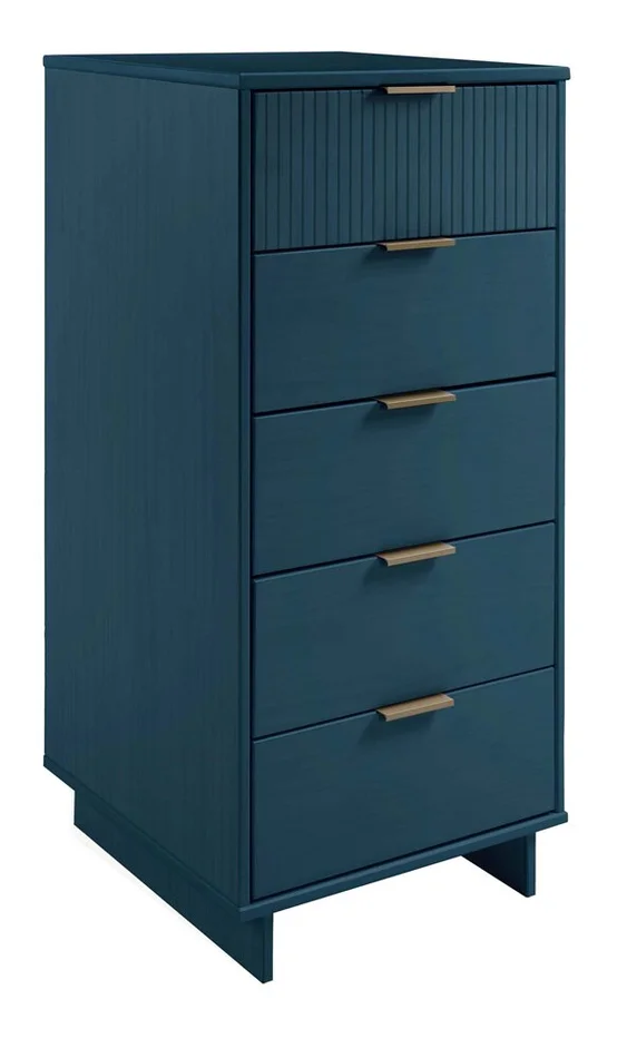 Manhattan Comfort – 3-Piece Granville Dresser Set – Tall Narrow, Standard Dresser and Nightstand with 10 Tall Narrow DresserDrawers in Midnight Blue – GRAN054