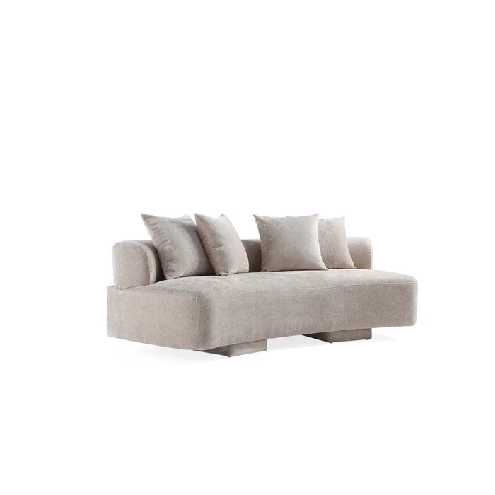 Manhattan Comfort – 3-Piece Verandah Chenille Sofa, XL Sofa, and Accent Chair with Wood with Fabric Upholstery Legs in Beige – 3-SFLSAC17-BE